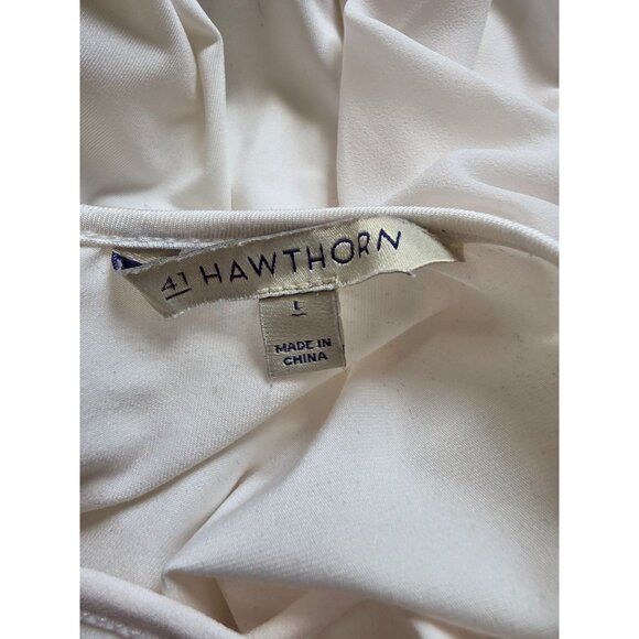 White Long Sleeve Draped Keyhole Blouse By 41 Hawthorn In Size Large - Picture 6 of 11